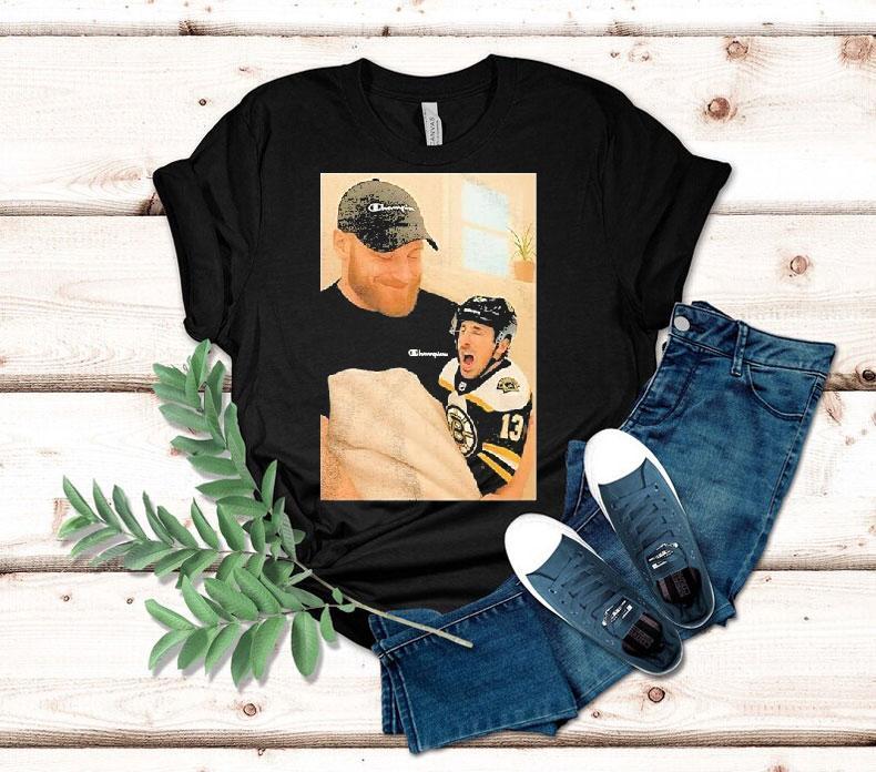 Sam Bennett Holding A Crying Brad Marchand Baby Shirt