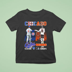 Ian Happ X Caleb Williams Chicago Cubs All Season Chicago Bears On Sundays Signatures Shirt