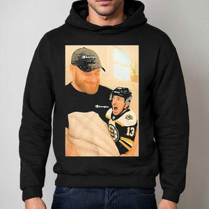 Sam Bennett Holding A Crying Brad Marchand Baby Shirt
