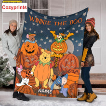 Load image into Gallery viewer, Halloween Winnie The Pooh Blanket - Custom Name Pumpkin Fall Autumn Thanksgiving