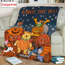 Load image into Gallery viewer, Halloween Winnie The Pooh Blanket - Custom Name Pumpkin Fall Autumn Thanksgiving