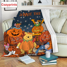Load image into Gallery viewer, Halloween Winnie The Pooh Blanket - Custom Name Pumpkin Fall Autumn Thanksgiving