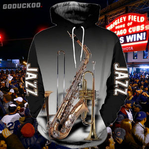 "3D All-over Printed Jazz Musical Instruments Hoodie"