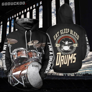 "3D-printed 'eat, Sleep, Breed Drums' Hoodie"