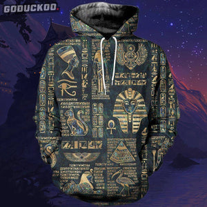 "3D-printed Egyptian Hieroglyphs And Deities Hoodie"