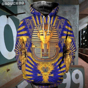 "3D-printed Pharaoh Face Blue Hoodie"