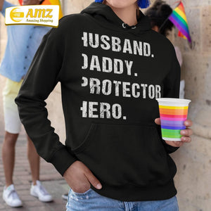 Husband Daddy Protector Hero Fathers Day Gift For Dad Wife Shirt