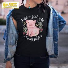 Load image into Gallery viewer, Pig Saying Just Girl Who Loves Pigs - Lovers Design Shirt